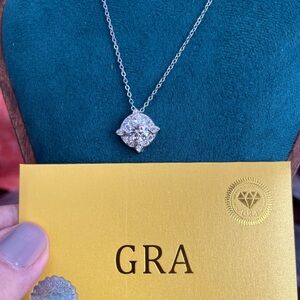 Dazzling Silver Moissanite Necklace with 1ctw Center Stone 16-18”